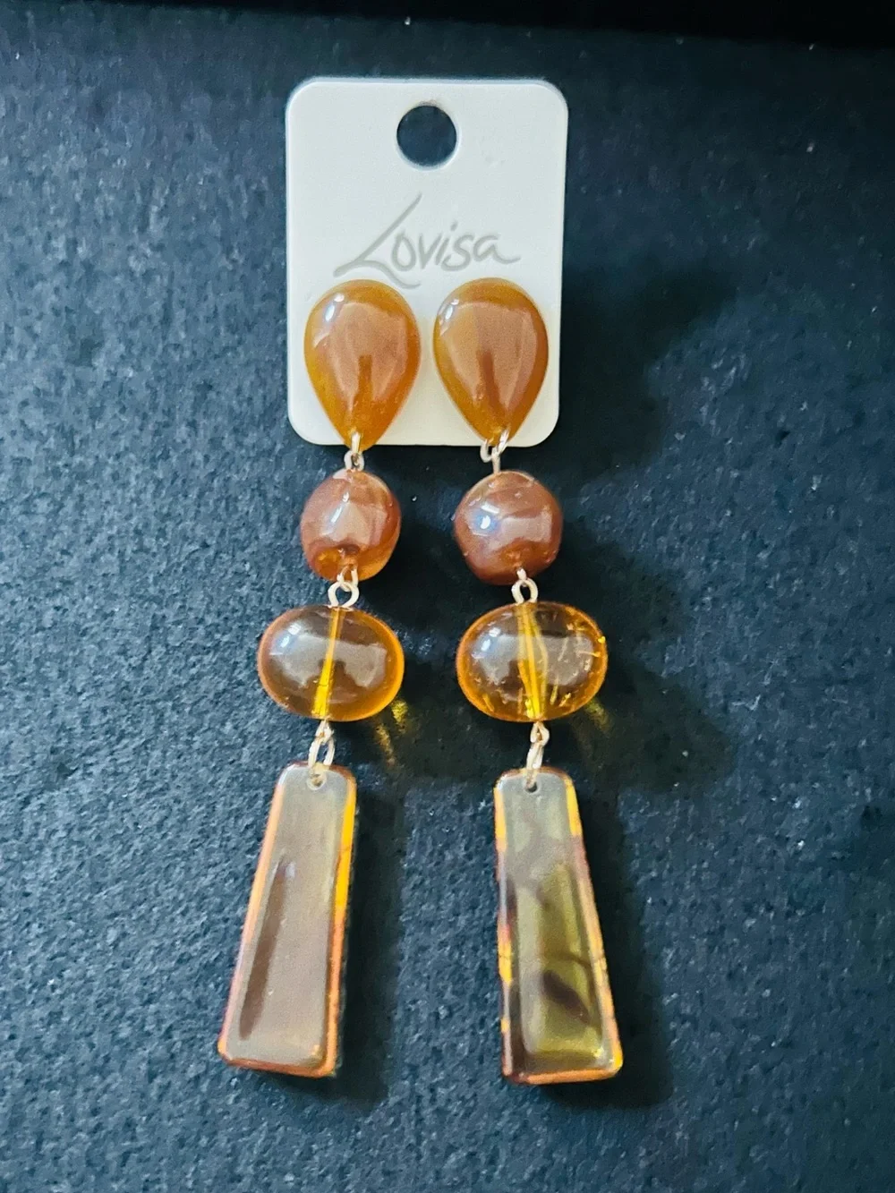 Lovisa Lightweight Amber Colored Drop Dangle Earrings NWOT